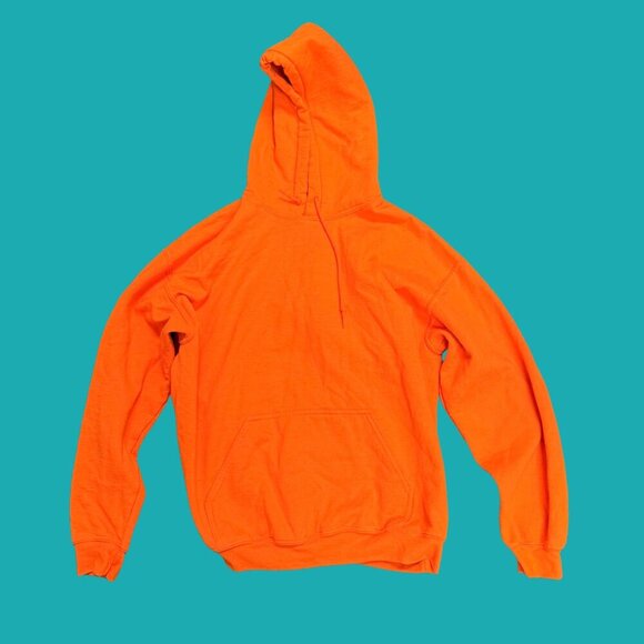 Vintage-Style Gildan Heavy Blend Orange Hoodie – Unisex Size L (Bold Streetwear) - Picture 3 of 8